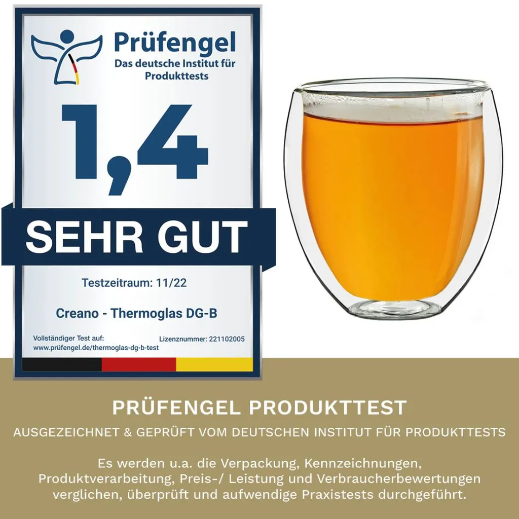 Creano Doppelwandige Gläser 400ml „DG-Bauchig“, 4er Set, Großes Thermoglas Doppelwandig Aus Borosilikatglas, Kaffeegläser, Teegläser, Latte Gläser, Doppelwandgläser 7 Creano Doppelwandige Gläser 400ml „DG-Bauchig“, 4er Set, Großes Thermoglas Doppelwandig Aus Borosilikatglas, Kaffeegläser, Teegläser, Latte Gläser, Doppelwandgläser – Bild 5
