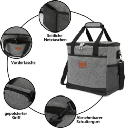 Lospitch 25L Kühltasche Faltbar Kühlkorb Kühlbox Isoliertasche Thermotasche Picknicktasche Für Lebensmitteltransport, Grau -Kaufland Verkäufe 752830694297517ab9a7f72dfd7155fc