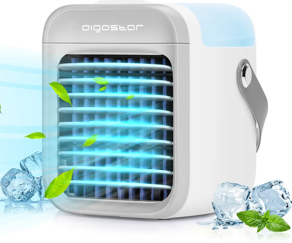 Aigostar Mini Luftkühler Mit Wassertank, Nebel Top Fill Luftbefeuchter 300 Ml Mit 3 Windstufen & 7 Nachtlicht Und Duft-Diffusor, Für Schlafzimmer, Baby, Büro,imFreien 3 Aigostar Mini Luftkühler Mit Wassertank, Nebel Top Fill Luftbefeuchter 300 Ml Mit 3 Windstufen & 7 Nachtlicht Und Duft-Diffusor, Für Schlafzimmer, Baby, Büro,imFreien