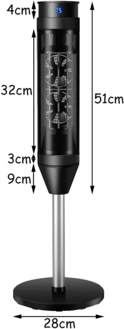COSTWAY Heizlüfter, 1,2KW/2KW, Elektroheizung, Heizgerät Mit Thermostat & 3 Modi, 40° Oszillation, 10 - 49℃, Schnellerhitzung, Inkl. 8H Timer, LED, 28x28x85cm, Schwarz -Kaufland Verkäufe 7670c3a231edb8b9162b07f6421a4904