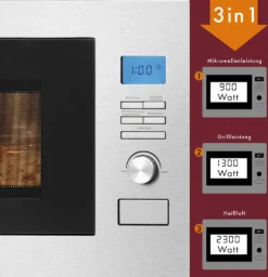 Bomann 3in1 Einbau-Mikrowelle Mit Grill Und Heißluft, 25 L Garraum, 8 Automatikprogramme, Auftaufunktion, Inkl. Grillrost Und Drehteller (Ø 27 Cm), 900 Watt, Edelstahl, MWG 3001 H EB -Kaufland Verkäufe 7703f49ab5277ef084712c69f853a6b5
