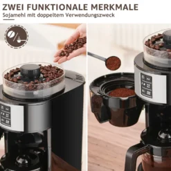 Kompakte Kaffeemaschinen Mit Mahlwerk Filterkaffeemaschine Kaffeemaschine Mit Mühle Für Bohnenkaffee Und Kaffeepulver 2/4/6 Tassen, Schwarz -Kaufland Verkäufe 78c41fe37630de00e857c11f052a26af