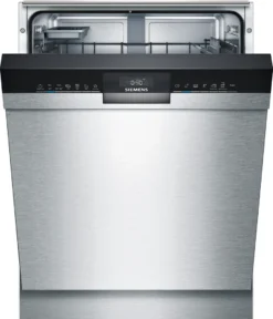 Siemens SN43HS5SBE(SN43HS55BE + SZ36DX02) Einbau-GeschirrspÃ1/4ler, Edelstahldekor, 59,8 Cm Breite, 13 Maßgedecke, 5 Temperatureinstellungen, 5 Programme, , 9,5 Liter/Programm, 84 KWh/100 Zyklen, 46 DB, Programm FÃ1/4r Halbe Beladung, Startzeitvorwahl, Wasserauslaufschutz