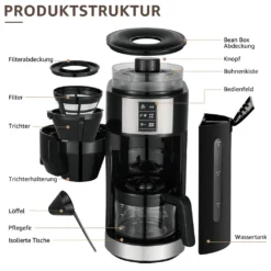 Kompakte Kaffeemaschinen Mit Mahlwerk Filterkaffeemaschine Kaffeemaschine Mit Mühle Für Bohnenkaffee Und Kaffeepulver 2/4/6 Tassen, Schwarz -Kaufland Verkäufe 78fd5117f590e5e9c94ec2e909c06bf8