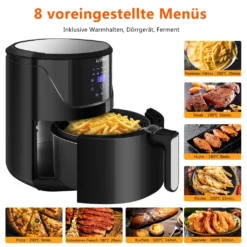 LLIVEKIT WAF0017DE Heißluftfritteuse Luftfritteuse Airfryer Heißluftfritöse Korb 10 Programmen Ohne Öl 5L 1400W 80-200℃ Schwarz -Kaufland Verkäufe 7a812666eeb9bc7558aa5dc21df28c60