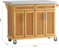 SoBuy FKW69-N Kücheninsel Küchenwagen Mit Erweiterbarer Edelstahlarbeitsplatte Küchenschrank Servierwagen Bambus BHT Ca.: 115x92x46-71cm -Kaufland Verkäufe 7ba992952bdbdfa0ef3d905116adb767