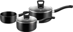 Tefal Signature 3er Set Kochtopf Soßentöpfe Mit Glasdeckel Ø 16/18 Cm & Milchtopf Ø 14 Cm Suppentopf Stieltopf Geeignet Für Alle Kochfelder Außer Induktion