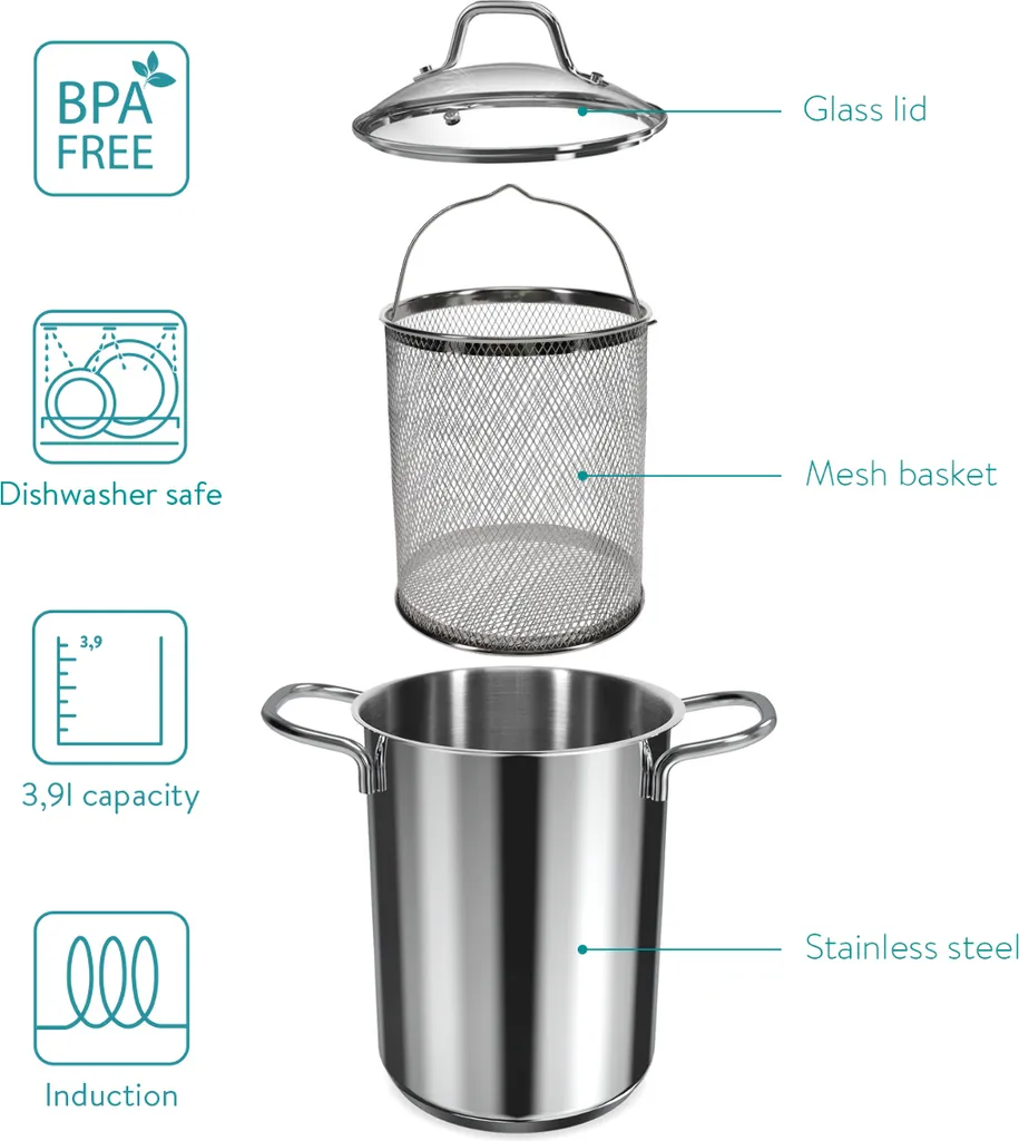 Navaris Spargeltopf Kochtopf Nudeltopf 3,9l - Topf Zum Kochen Von Spargel Oder Spaghetti - Aus Edelstahl Mit Siebeinsatz - BPA-frei Spülmaschinenfest 3 Navaris Spargeltopf Kochtopf Nudeltopf 3,9l - Topf Zum Kochen Von Spargel Oder Spaghetti - Aus Edelstahl Mit Siebeinsatz - BPA-frei Spülmaschinenfest