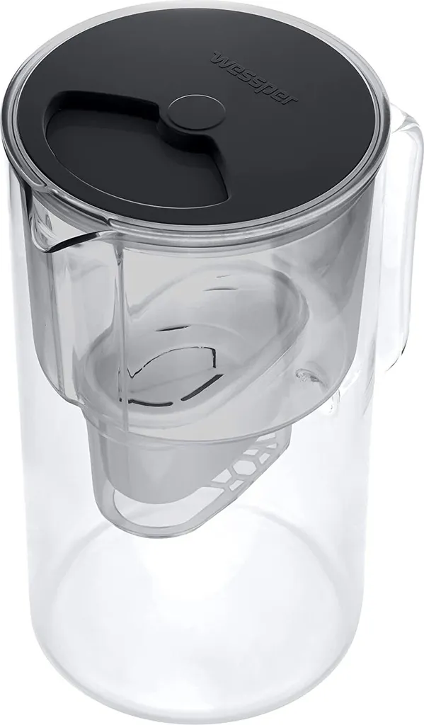 Wessper Wasserfilterkanne Aus Glas 2.5 L Kompatibel Mit Brita-Wasserfilterkartuschen, Inklusive 1 Wasserfilter-Kartusche, Reduziert Kalk Und Chlor, Schwarz 12 Wessper Wasserfilterkanne Aus Glas 2.5 L Kompatibel Mit Brita-Wasserfilterkartuschen, Inklusive 1 Wasserfilter-Kartusche, Reduziert Kalk Und Chlor, Schwarz – Bild 10
