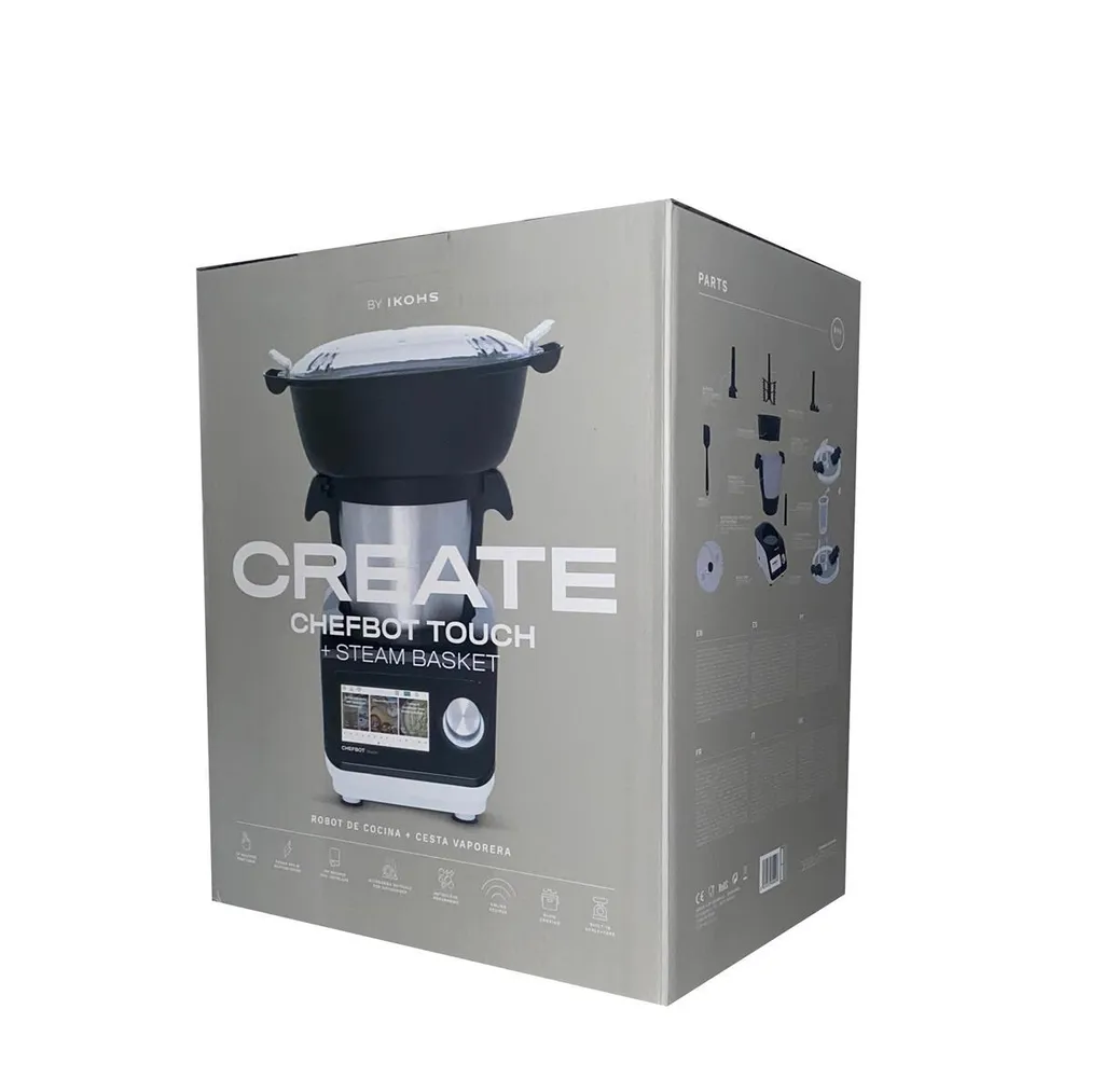 IKOHS Multifunktions-Küchenmaschine CHEFBOT Touch, 23 Funktionen, 12 Geschwindigkeiten, WiFi, 120ºC, Programmierbar, Vorinstallierte Rezepte Touchscreen + Dampfgarer - Schwarz & Weiß 4 IKOHS Multifunktions-Küchenmaschine CHEFBOT Touch, 23 Funktionen, 12 Geschwindigkeiten, WiFi, 120ºC, Programmierbar, Vorinstallierte Rezepte Touchscreen + Dampfgarer - Schwarz & Weiß – Bild 2