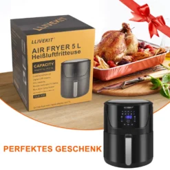 LLIVEKIT WAF0017DE Heißluftfritteuse Luftfritteuse Airfryer Heißluftfritöse Korb 10 Programmen Ohne Öl 5L 1400W 80-200℃ Schwarz -Kaufland Verkäufe 7f9483fbb165478f7836354e126e41d6