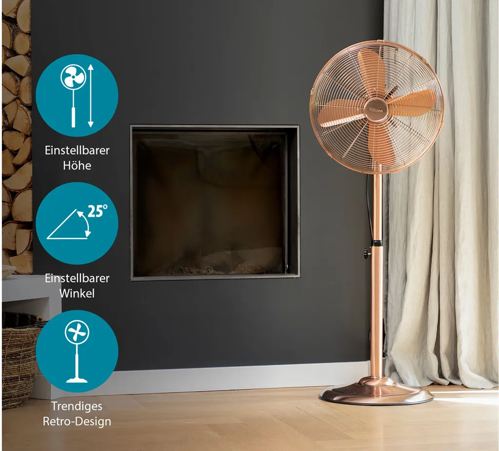 Tristar Retro Standventilator VE-5971 50 W 40 Cm Kupferfarben 12 Tristar Retro Standventilator VE-5971 50 W 40 Cm Kupferfarben – Bild 10