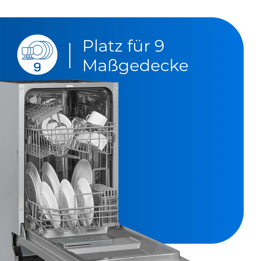 Exquisit Einbaugeschirrspüler EGSP1009-E-030E Silber | Vollintegriert | 9 Gedecke | Silber 5 Exquisit Einbaugeschirrspüler EGSP1009-E-030E Silber | Vollintegriert | 9 Gedecke | Silber – Bild 3