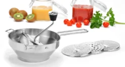 EDELSTAHL Passiermühle Passiersieb Sieb Passier Mühle Zerkleinerer 3 Einsätze