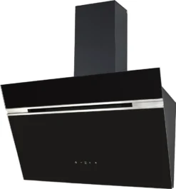 PKM Dunstabzugshaube Kopffreihaube Wandhaube S9-80 ABTZ Schwarz LED 80 Cm