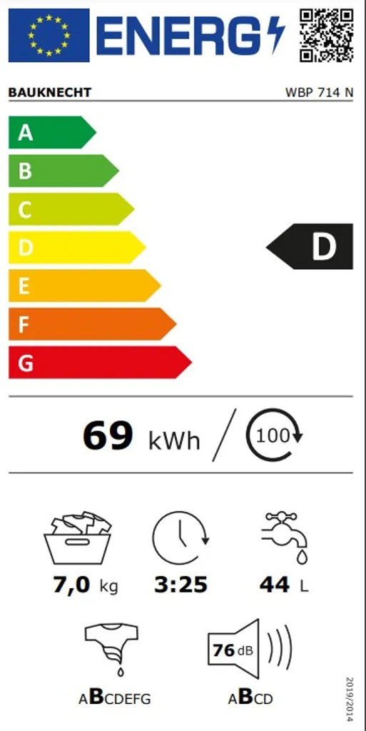 Bauknecht Waschmaschine WBP714N 7kg 1400U/min Allergie-Programm EEK; D 7 Bauknecht Waschmaschine WBP714N 7kg 1400U/min Allergie-Programm EEK; D – Bild 5