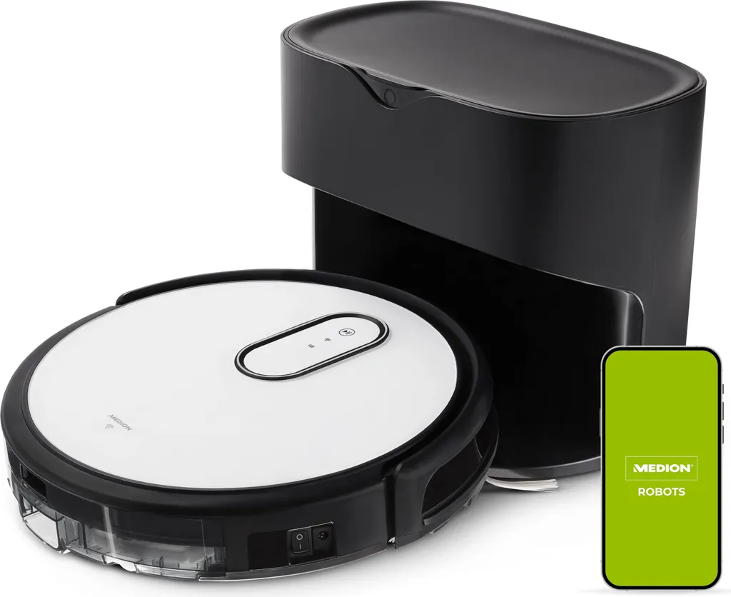 MEDION Saugroboter Mit Absaugstation S40 (2000Pa, Intelligente Navigation, Alexa Roboterstaubsauger Für Hartböden Fliesen Laminat, Teppicherkennung, Tierhaar Optimiert, HEPA14 Filter, Fernbedienung) 3 MEDION Saugroboter Mit Absaugstation S40 (2000Pa, Intelligente Navigation, Alexa Roboterstaubsauger Für Hartböden Fliesen Laminat, Teppicherkennung, Tierhaar Optimiert, HEPA14 Filter, Fernbedienung)