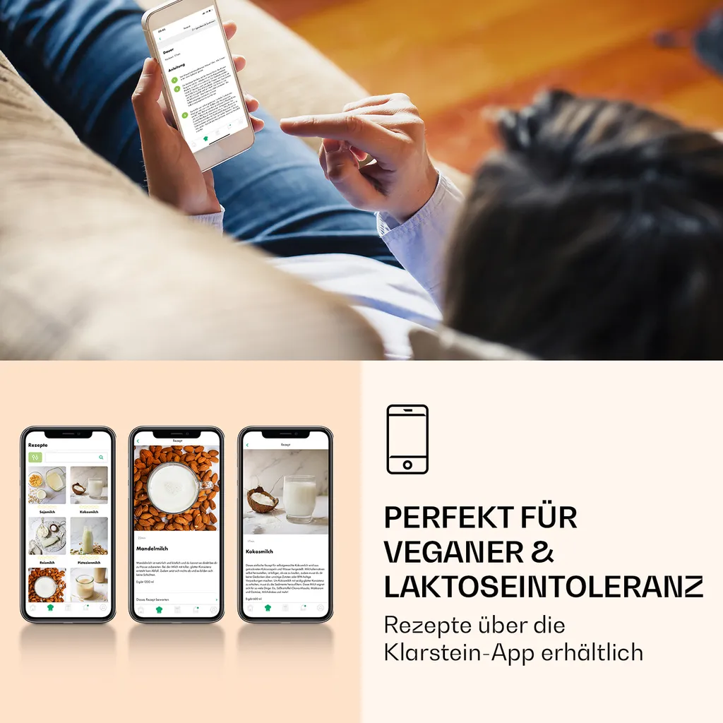 Marcia Nussmilchbereiter 300 - 1200 Ml 360° Touch Herausnehmbarer Wassertank 4 Marcia Nussmilchbereiter 300 - 1200 Ml 360° Touch Herausnehmbarer Wassertank – Bild 2