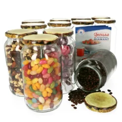 12er Set Einmachglas 1062ml Deckel Holz-Dekor Einkochgläser Vorratsglas Glasbehälter Aufbewahrung