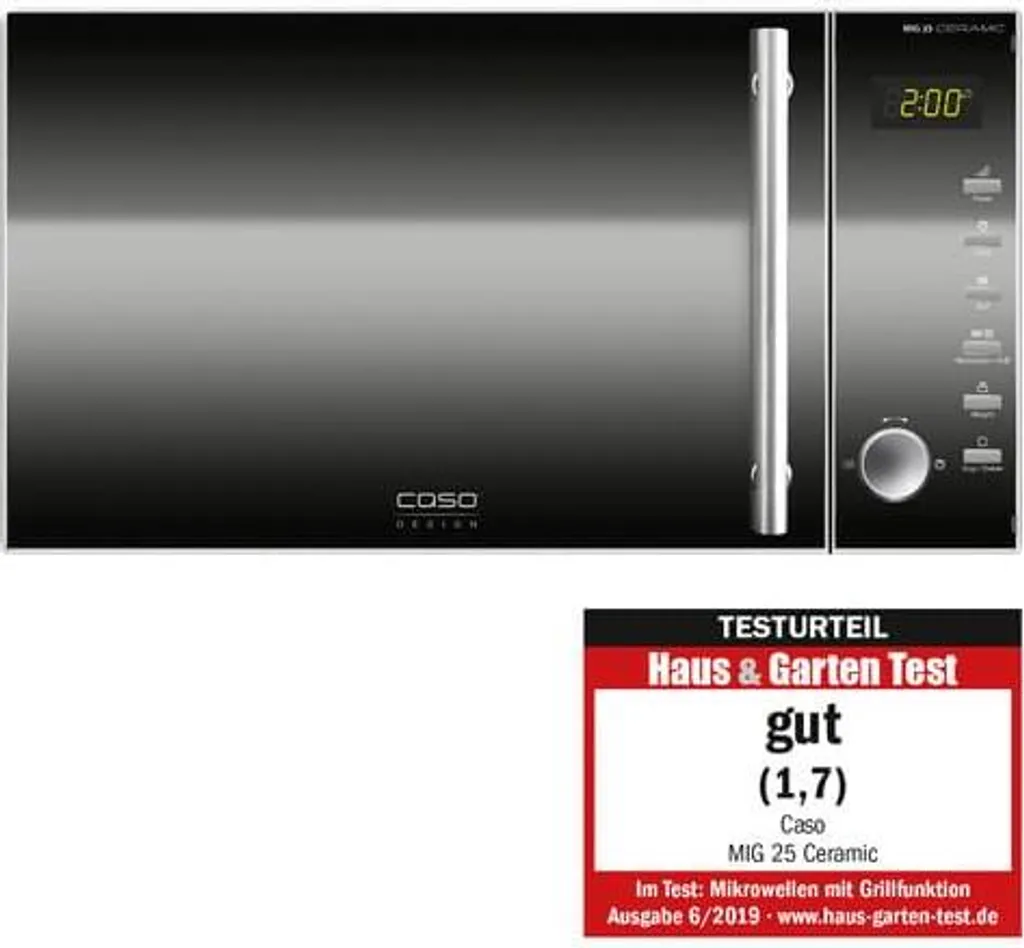 CASO | MIG25 Ceramic 2-in-1 Mikrowelle Mit Grill | Keramikboden Und Inverter-Technologie, 900 W, 1000 W Grill, 25 L, Design Edelstahl, Verspiegelt 10 CASO | MIG25 Ceramic 2-in-1 Mikrowelle Mit Grill | Keramikboden Und Inverter-Technologie, 900 W, 1000 W Grill, 25 L, Design Edelstahl, Verspiegelt – Bild 8