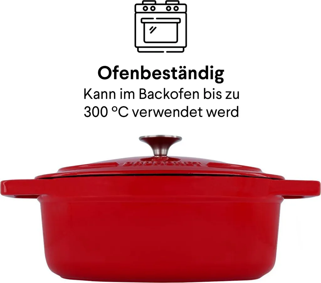 Daumonet Gusseisen-Bräter - Oval Ø 29 Cm - Kirschrot 10 Daumonet Gusseisen-Bräter - Oval Ø 29 Cm - Kirschrot – Bild 8