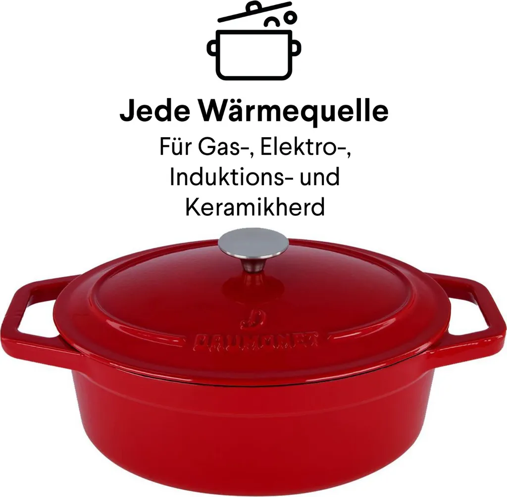 Daumonet Gusseisen-Bräter - Oval Ø 29 Cm - Kirschrot 5 Daumonet Gusseisen-Bräter - Oval Ø 29 Cm - Kirschrot – Bild 3