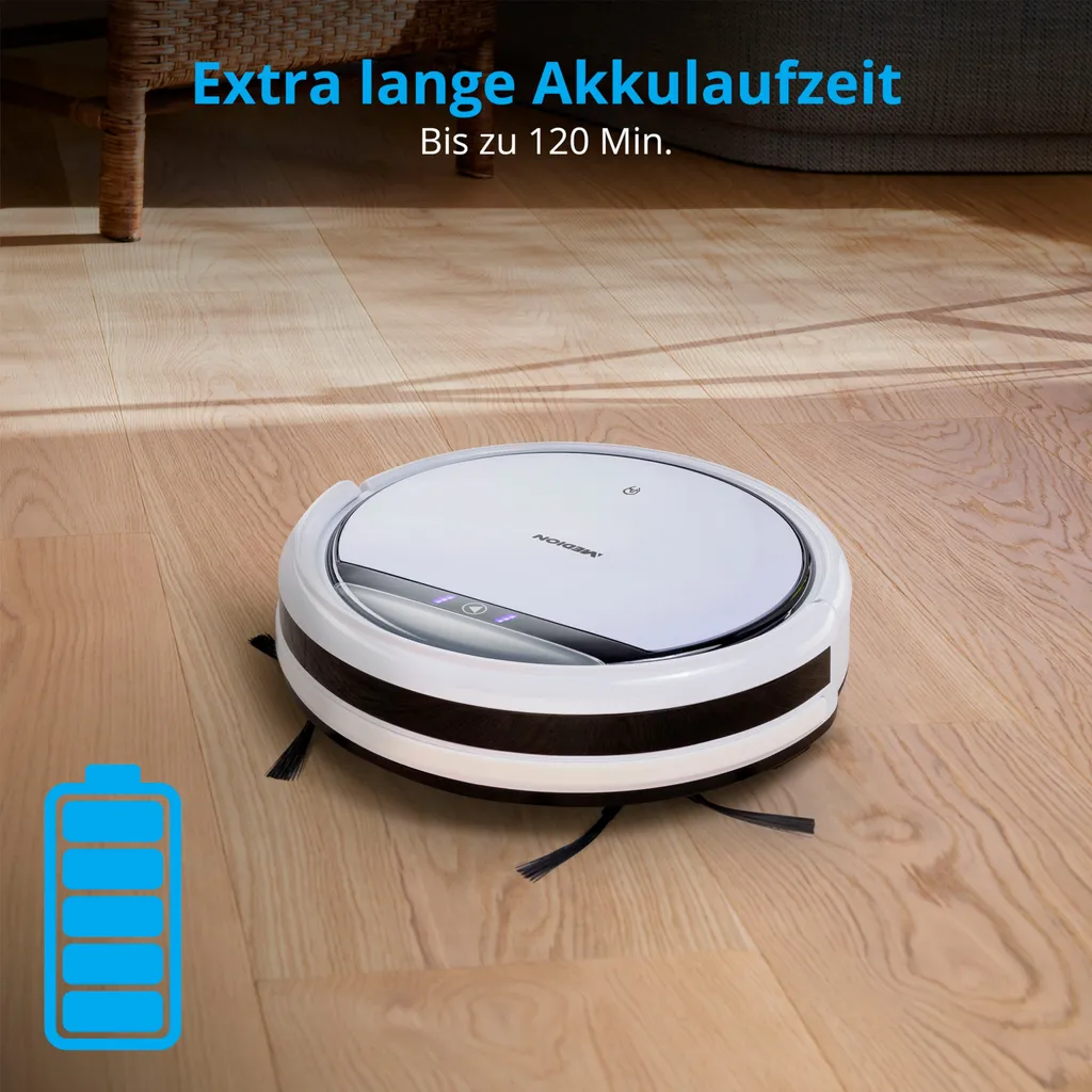 MEDION Saugroboter Mit Ladestation E32 (Modell 2021, Roboterstaubsauger Für Hartböden, Fliesen, Laminat, Tierhaar Optimiert, Direktabsaugung, Autom. Rückkehr Zur Ladestation) 5 MEDION Saugroboter Mit Ladestation E32 (Modell 2021, Roboterstaubsauger Für Hartböden, Fliesen, Laminat, Tierhaar Optimiert, Direktabsaugung, Autom. Rückkehr Zur Ladestation) – Bild 3