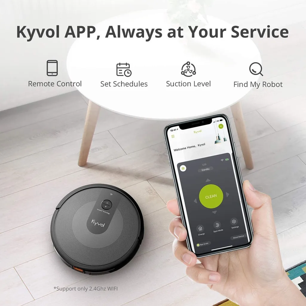 Kyvol Staubsauger Roboter 2200Pa Saugleistung, Saugroboter Mit Raumkarte, 150Min. Laufzeit,Sprachsteuerung,inkls. Magnetstreifen, Reinigt Hartböden, Teppiche, Tierhaare 7 Kyvol Staubsauger Roboter 2200Pa Saugleistung, Saugroboter Mit Raumkarte, 150Min. Laufzeit,Sprachsteuerung,inkls. Magnetstreifen, Reinigt Hartböden, Teppiche, Tierhaare – Bild 5