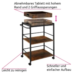 Tectake Servierwagen Worcester 65x41,5x87cm - Industrial Dunkelbraun -Kaufland Verkäufe 859dbcb1ce1f75601a7847cc35ad8b54