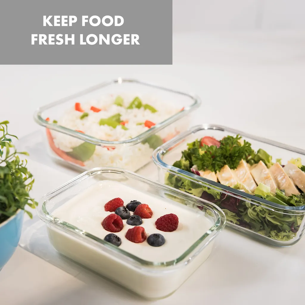 Klarstein Glaswerk Jardine III Frischhaltedosen Lunchboxen Auflaufform Mikrowellengeschirr , 640, 1040, 1520 Ml , 3 Stück , Borosilikatglas , Geeignet Für Backofen, Gefrierfach, Mikrowelle , Spülmaschinenfest , 100 % Dicht Mit Scharnierverschluss , Bruchsicher , Hitze- Und Kältebeständig , 5 Klarstein Glaswerk Jardine III Frischhaltedosen Lunchboxen Auflaufform Mikrowellengeschirr , 640, 1040, 1520 Ml , 3 Stück , Borosilikatglas , Geeignet Für Backofen, Gefrierfach, Mikrowelle , Spülmaschinenfest , 100 % Dicht Mit Scharnierverschluss , Bruchsicher , Hitze- Und Kältebeständig , – Bild 3