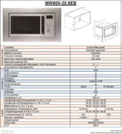 PKM Einbau Mikrowelle Microwellengerät MW800-20.8EB Edelstahl 800 W 20L 14 PKM Einbau Mikrowelle Microwellengerät MW800-20.8EB Edelstahl 800 W 20L -Kaufland Verkäufe 865c29b0b411694b3543b344cab415dc