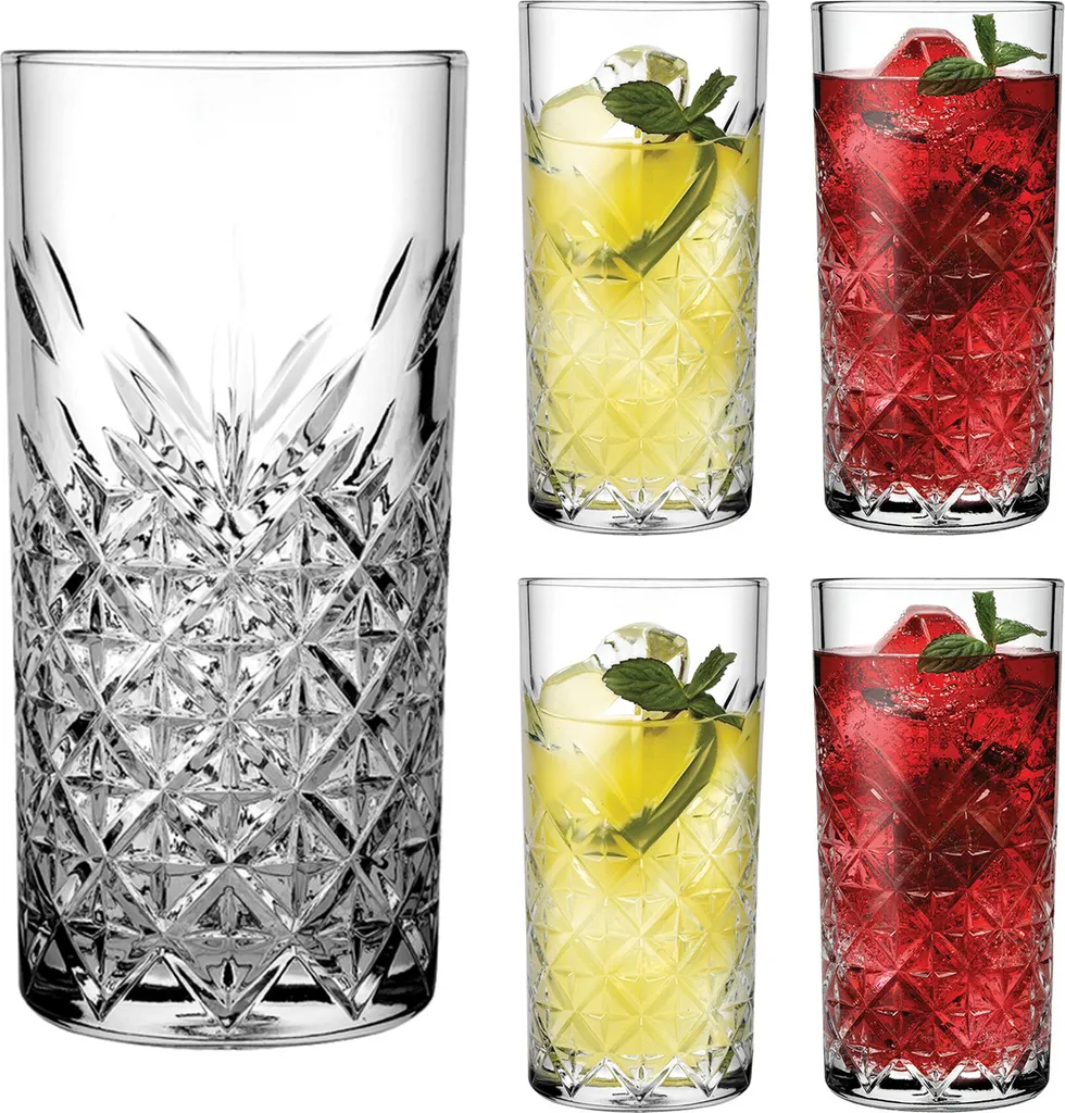Pasabahce Timeless 52820 Longdrink Glas Wassergläser Kristall Design 4´er Set Transparent 295 Ml 3 Pasabahce Timeless 52820 Longdrink Glas Wassergläser Kristall Design 4´er Set Transparent 295 Ml