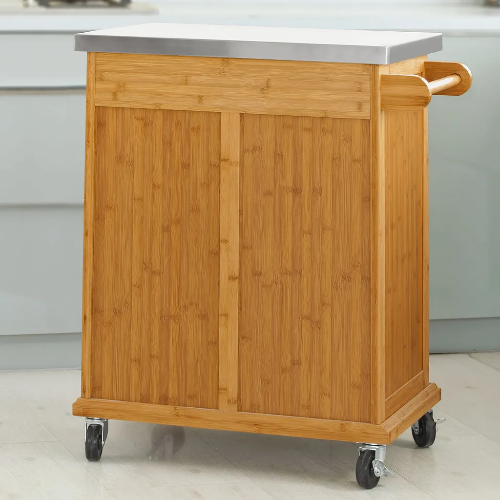 SoBuy Küchenwagen Aus Bambus Mit Edelstahltop, Servierwagen FKW13-N 5 SoBuy Küchenwagen Aus Bambus Mit Edelstahltop, Servierwagen FKW13-N – Bild 3