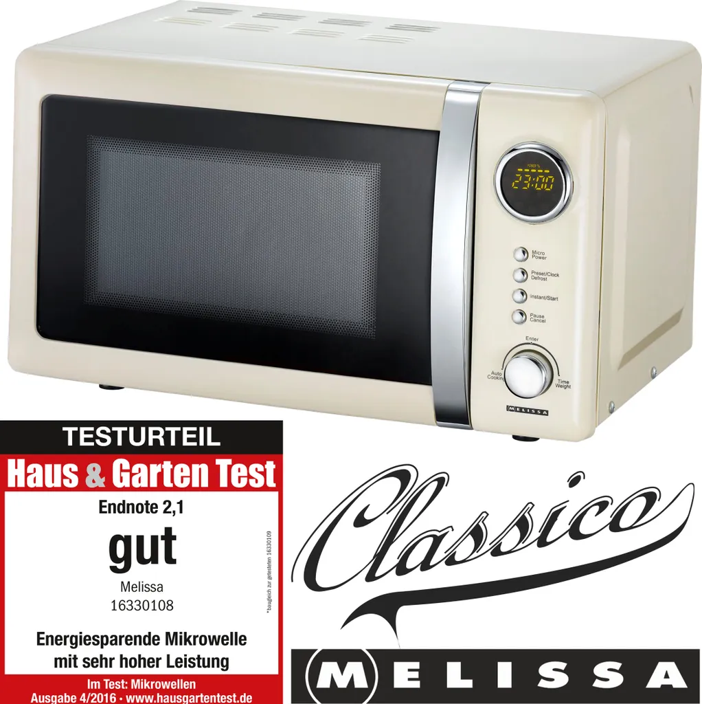 Melissa 16330108 CLASSICO Retro 20 Liter Mikrowelle Creme 3 Melissa 16330108 CLASSICO Retro 20 Liter Mikrowelle Creme