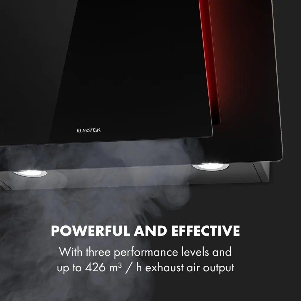 Klarstein Eleonora 60 Kopffreie Schräghaube ,60 Cm ,EEK A++ ,Abluftleistung: 426 M³/h ,Touch Control ,RGB-Ambiente-Farbe ,60 DB ,Umluft Und Abluft ,LED Beleuchtung ,Fettfilter ,Dunstabzugshaube ,Wandabzugshaube ,schwarz 8 Klarstein Eleonora 60 Kopffreie Schräghaube ,60 Cm ,EEK A++ ,Abluftleistung: 426 M³/h ,Touch Control ,RGB-Ambiente-Farbe ,60 DB ,Umluft Und Abluft ,LED Beleuchtung ,Fettfilter ,Dunstabzugshaube ,Wandabzugshaube ,schwarz – Bild 6