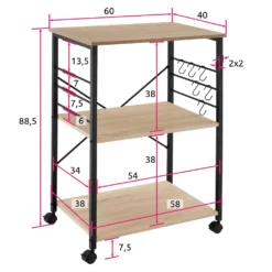 Tectake Servierwagen Rugby 65,5x45,5x88,5cm - Industrial Holz Hell, Eiche Sonoma -Kaufland Verkäufe 8857a1af18d10a3ed1319200d46dbb3c
