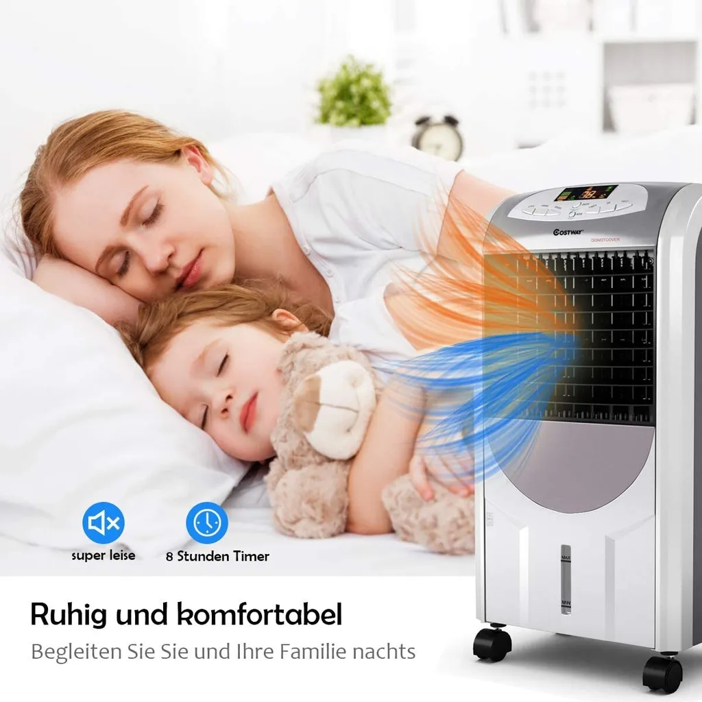 COSTWAY Heizlüfter 2000W Klimaanlage Mobil Klimagerät Kühlen 75W, 8H Timer, 7L Wassertank, 70°Winkel, Fernbedienung, Energieklasse A 7 COSTWAY Heizlüfter 2000W Klimaanlage Mobil Klimagerät Kühlen 75W, 8H Timer, 7L Wassertank, 70°Winkel, Fernbedienung, Energieklasse A – Bild 5