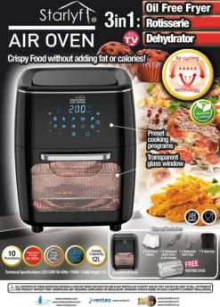 Starlyf® Air Oven XXL – 12 Liter Heißluftfriteuse Mit 10 Programmen Und Rotisserie-Funktion, Drehspieß, LED Display Mit Touch Screen, 1700 Watt , Ohne ÖL - Airfryer, Heißluft, Fritteuse, Heißluftofen, Backofen, Dehydrator, Grill 35 Starlyf® Air Oven XXL – 12 Liter Heißluftfriteuse Mit 10 Programmen Und Rotisserie-Funktion, Drehspieß, LED Display Mit Touch Screen, 1700 Watt , Ohne ÖL - Airfryer, Heißluft, Fritteuse, Heißluftofen, Backofen, Dehydrator, Grill -Kaufland Verkäufe 890d93ac55f84a29bbe4b3eb5b4e376d