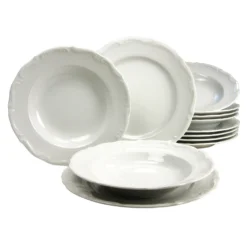 CreaTable 16137 Tafelservice Maria Theresia Für 6 Personen, Porzellan, Weiß (1 Set, 12-teilig)