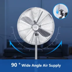 Aigostar Emery - Ventilator Standventilator Metall Mit Oszillation 90° Im Chrom -Design - Höhen Verstellbarer Standfuß Industriell Mechanisch Standlüfter 3 Geschwindigkeit 4 Blätter 60 Watt Silber -Kaufland Verkäufe 89b10244d09ff4708d2d771fee428251