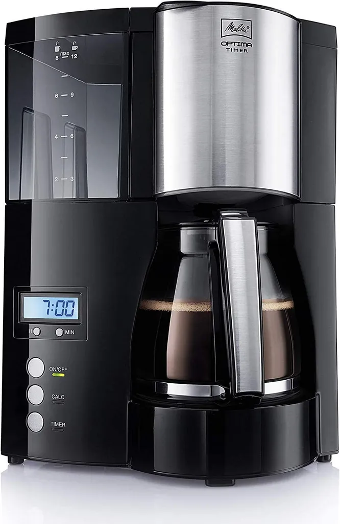 Melitta Optima Timer 100801 Bk, Filterkaffeemaschine Mit Glaskanne Und Timer-Funktion, Abnehmbarer Wassertank, Schwarz 3 Melitta Optima Timer 100801 Bk, Filterkaffeemaschine Mit Glaskanne Und Timer-Funktion, Abnehmbarer Wassertank, Schwarz