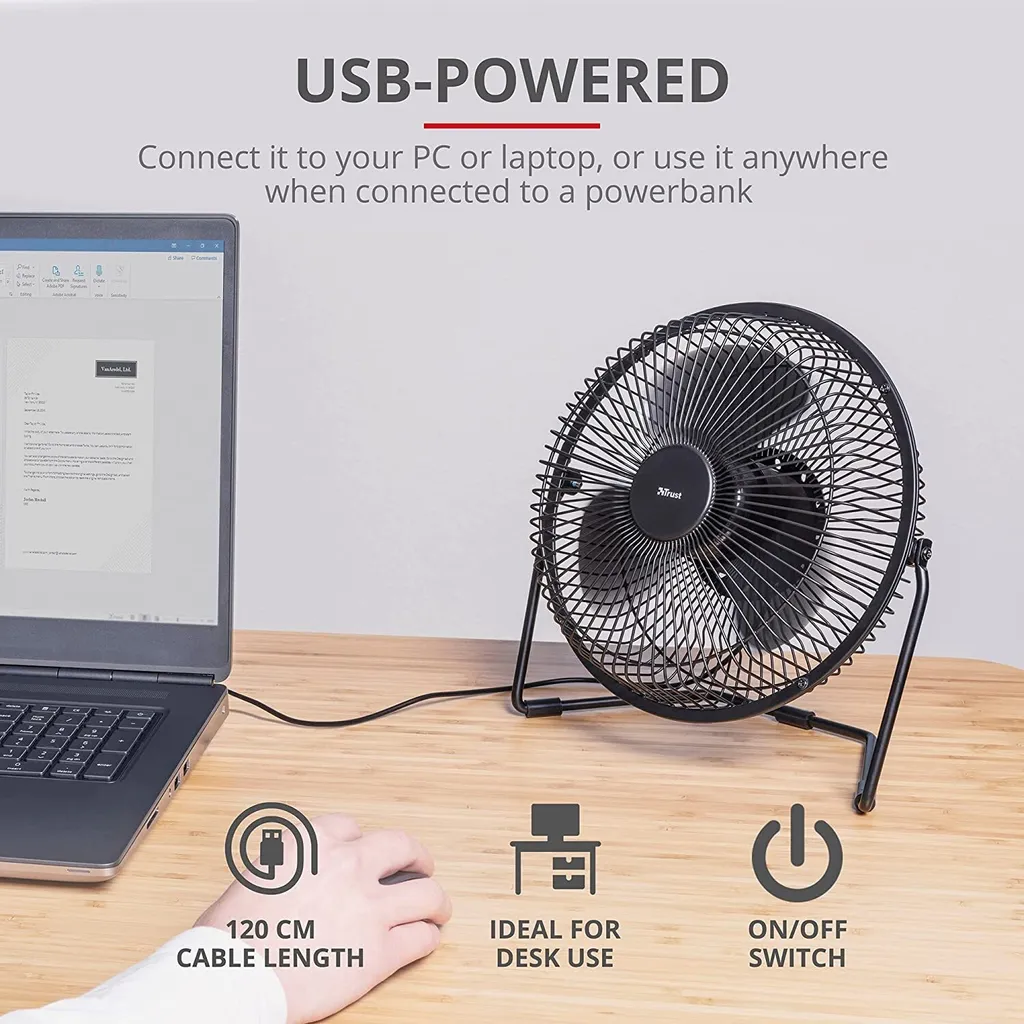 Trust Blaze USB-Kühllüfter, Einstellbare Geschwindigkeit, 120 Cm Kabel - Schwarz 6 Trust Blaze USB-Kühllüfter, Einstellbare Geschwindigkeit, 120 Cm Kabel - Schwarz – Bild 4