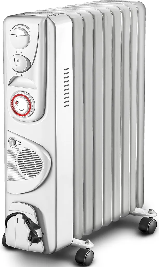 TRESKO® Ölradiator Weiß 2000W Elektroheizung Radiator Öl Heizkörper Heizung Timer 3 TRESKO® Ölradiator Weiß 2000W Elektroheizung Radiator Öl Heizkörper Heizung Timer