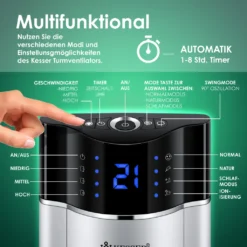 KESSER® Turmventilator Mit Fernbedienung | 3 Stufen | 3 Modi | 107cm | 60 Watt | 7,5 Timer | LED-Leuchten | Tower-Ventilator | Standventilator | Säulenventilator | Luftkühler 90° Oszillierend, Farbe:Silber 14 KESSER® Turmventilator Mit Fernbedienung | 3 Stufen | 3 Modi | 107cm | 60 Watt | 7,5 Timer | LED-Leuchten | Tower-Ventilator | Standventilator | Säulenventilator | Luftkühler 90° Oszillierend, Farbe:Silber -Kaufland Verkäufe 8a49571c6b4451436d96975f60fa033e