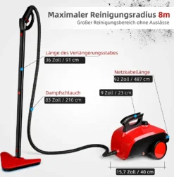 Dampfreiniger, Multifunktions-Dampfreiniger 1500W 1,5L Wassertank, 4,87m Netzkabel, Mit 18 Zubehörteilen, Geeignet Für Fußböden, Autositze, Matratzen, Küchen, Badezimmer, Fenster, Teppiche Usw -Kaufland Verkäufe 8a57c108dcd1607ec23c87b3d40a56fa