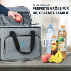 Obics - Kühltasche Gross Faltbar 30l Kuehlbox Isoliertasche Grau Für Essen In Tupperware Für Auto Mit Fächer Lunchtasche Camping Zubehör Für Picknick Essenstasche Isoliert Und Wasserdicht Für Arbeit -Kaufland Verkäufe 8a5a0d09c5dd559cfe89cf5aa8e8a0bb