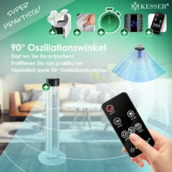 KESSER® Turmventilator Mit Fernbedienung | 3 Stufen | 3 Modi | 107cm | 60 Watt | 7,5 Timer | LED-Leuchten | Tower-Ventilator | Standventilator | Säulenventilator | Luftkühler 90° Oszillierend, Farbe:Silber 19 KESSER® Turmventilator Mit Fernbedienung | 3 Stufen | 3 Modi | 107cm | 60 Watt | 7,5 Timer | LED-Leuchten | Tower-Ventilator | Standventilator | Säulenventilator | Luftkühler 90° Oszillierend, Farbe:Silber -Kaufland Verkäufe 8b0384f67ad559431bdd32e3d88dab0d