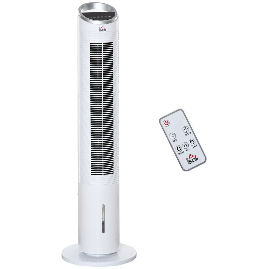 HOMCOM Luftkühler Mit Wasserkühlung Fernbedienung Turmventilator Standventilator Mit Luftbefeuchtung Klimagerät 8h Timer Nutzungsraum 20㎡ 60W ABS Weiß Ø30 X 100,8H Cm 3 HOMCOM Luftkühler Mit Wasserkühlung Fernbedienung Turmventilator Standventilator Mit Luftbefeuchtung Klimagerät 8h Timer Nutzungsraum 20㎡ 60W ABS Weiß Ø30 X 100,8H Cm