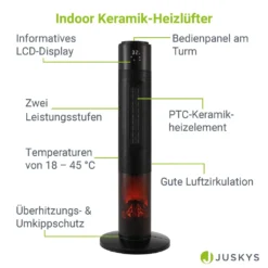 Juskys Turm-Keramik-Heizer – Elektrischer Heizlüfter Mit LCD Display & Fernbedienung, 1000 / 2000W, Kamineffekt, Timer, Oszillation & Umkippschutz 19 Juskys Turm-Keramik-Heizer – Elektrischer Heizlüfter Mit LCD Display & Fernbedienung, 1000 / 2000W, Kamineffekt, Timer, Oszillation & Umkippschutz -Kaufland Verkäufe 8b97cb11ee94cd5e1abe9274be594c99