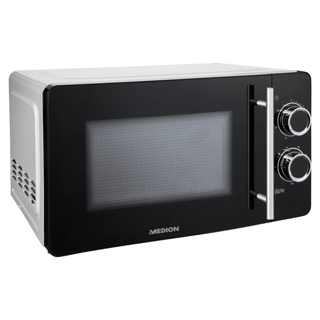 MEDION 2in1 Mikrowelle Mit Grill (20 Liter, 700 Watt, 800 Watt Grill, 5 Leistungsstufen, 3 Kombi-Stufen, Auftaufunktion, MD10495) Schwarz / Silber 9 MEDION 2in1 Mikrowelle Mit Grill (20 Liter, 700 Watt, 800 Watt Grill, 5 Leistungsstufen, 3 Kombi-Stufen, Auftaufunktion, MD10495) Schwarz / Silber – Bild 7